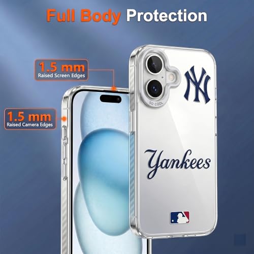 Coque antichoc iPhone 16 Yankees avec protection caméra surélevée