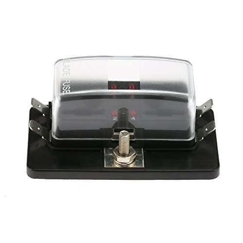 Yorten Suporte para caixa de fusíveis de 4 vias com kit de luz de advertência de LED para barco auto