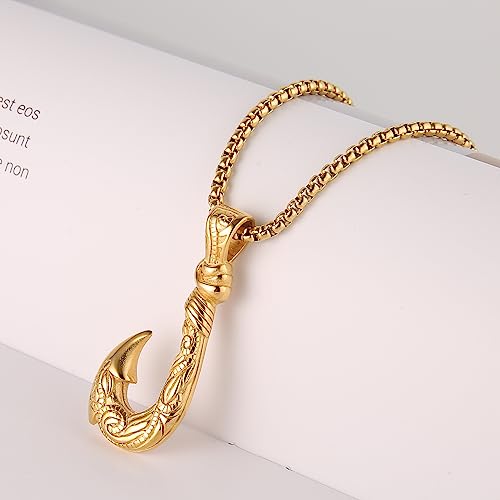 STWTR Hawaiian stainless steel fishhook pendant necklace Moana Fishhook Viking necklace Father husband boyfriend gift3