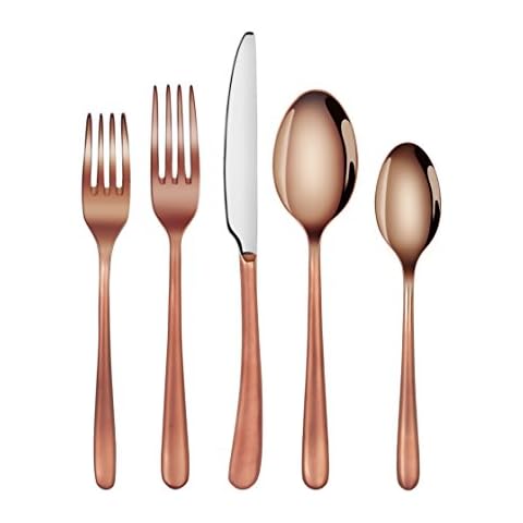 Artaste 56983 Rain II Forged 18/10 Stainless Steel Flatware 20-Piece Set, Antique Copper Finished, Service for 4 Cover