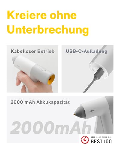 HOTO Heißklebepistole Akku, 30s Schnell Aufheizen Klebepistole, USB-C – Ansicht 5