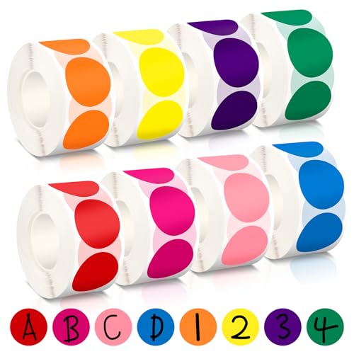 4000 Stück Klebepunkte Bunt 25 mm Punkte Aufkleber Runde 8 Farben Adhesive Glue Dots Klebeetiketten Rund Etiketten Markierungspunkte für DIY Büro Kalende