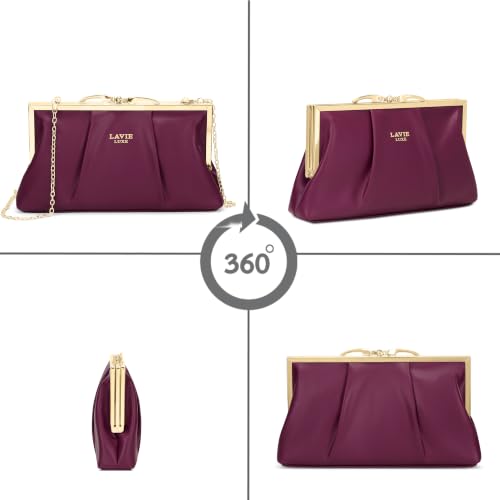 Image of Lavie Luxe Women's Pleato 2-Compartment Frame Cross Body Sling Bag | Ladies Purse Handbag | Gift for Women