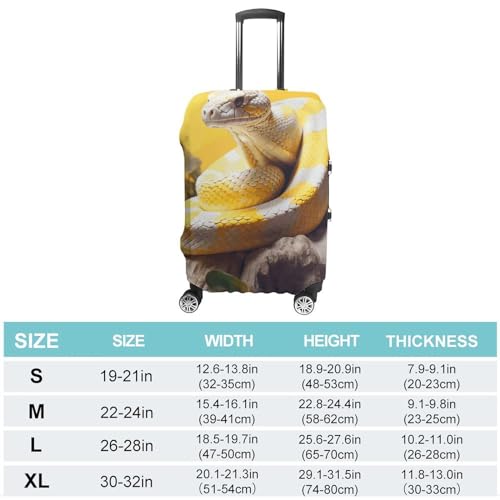 Yellow And White Python Luggage Covers Tsa Approved Suitcase Cover Elastic Washable Luggage Sleeve Carry on Cover Protector Anti-Scratch Suitcase Protector Fits 19-30 Inch Case(XL)2