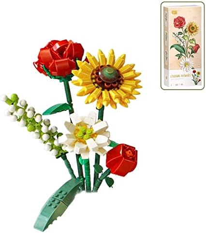 568 Pcs Flowers Building Blocks,Flower Bouquet Building Kit,Sunflowers Artificial Flowers,Faux Flowers for DIY Indoor Home Decor,and Flower Garden Building Toys for Girls