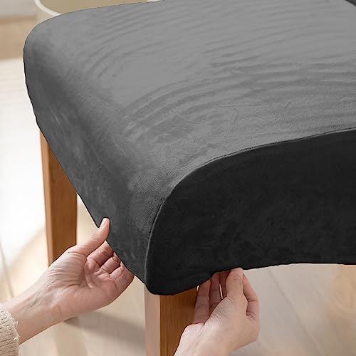 Image of HOKIPO Velvet Long Back Chair Covers Set of 2, Dark Grey (AR-4760-DGRY*2)