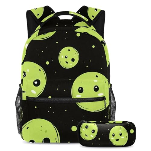 Sac à dos polyvalent vert alien lune parfait pour le collège et le lycée