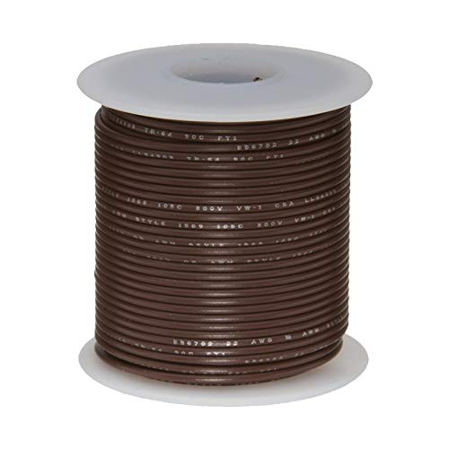 16 AWG Gauge GXL Automotive Stranded Hook Up Wire, 100 ft Length, Brown, 0.056" Diameter, 60 Volts