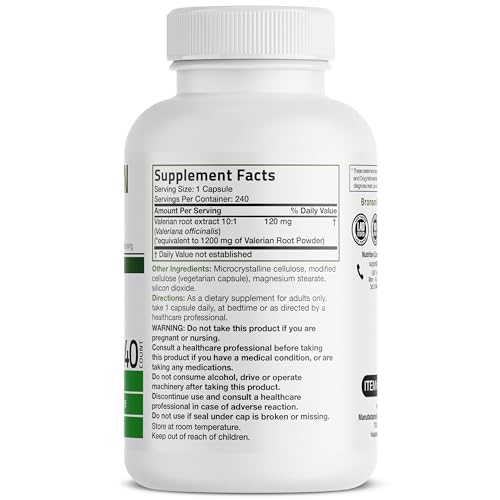 Bronson 1186-240 Valerian Root Capsules - Valerian Officinalis - Promotes Relaxation - Non-Gmo, Soy-Free Gluten-Free, 240 Vegetarian Capsules thumb #1