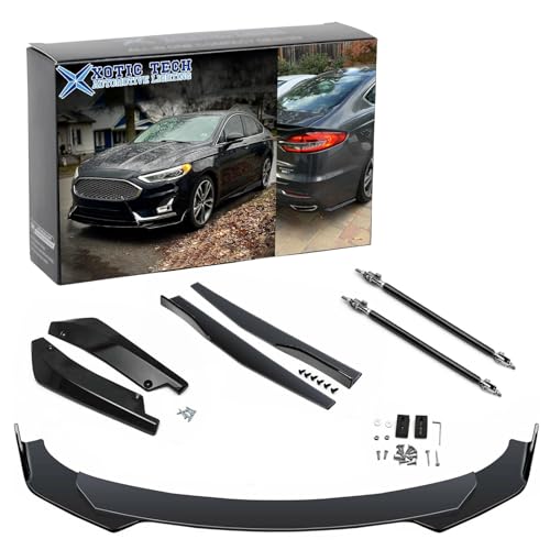 x xotic tech Front Bumper Lip Spoiler + Side Skirt Splitter + Rear Bumper Lip Wrap Splitter Canard Car Body Kits + Black Adjustable 10
