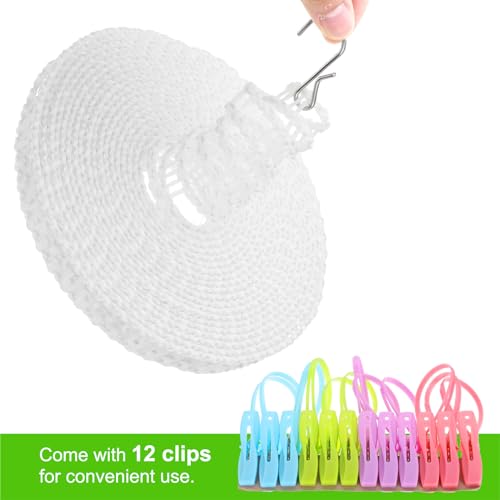 Corde à linge en plastique de 10 mètres portable blanche pour linge - 4