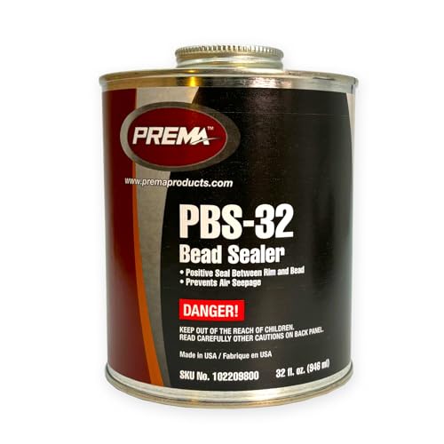 Tire Slowly Goes Flat, Tire Air Loss, Low Tire Pressure Warning Light Illuminated, Aluminum Wheel Bead Seat Corrosion (Clean and Resurface Wheel Bead Seat) - 2022 and Prior GM Passenger Cars and Light Duty Trucks 6 PREMA Tire Bead Sealer 32 oz Can with Brush Top Can for Wheel Rim Sealer - PBS-32