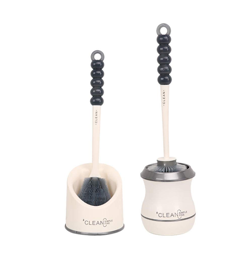SDFG Toilet brush, toilet cleaning brush set, soft silicone soft bristled bathroom cleaning brush, with quick-drying design, sturdy anti-rust/slip handle