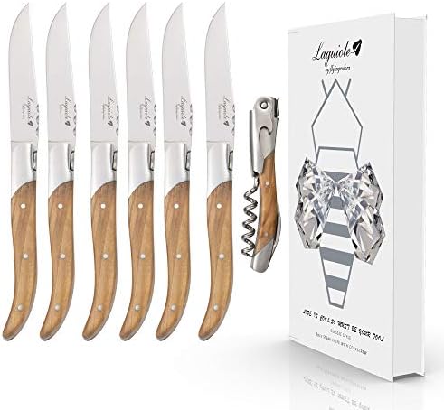 Laguiole By FlyingColors Steak Knife 6-piece Set with Corkscrew, Gift Package
