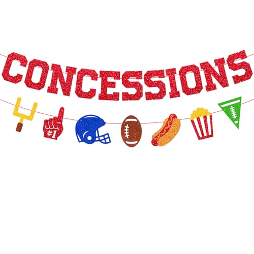 Football Concessions Banner, Concessions Snack Bar Decorations for Tailgate, Man Cave, Home - Indoor Outdoor Game Day Backdrop, Football Birthday Party Decor, Sports Touchdown Sign