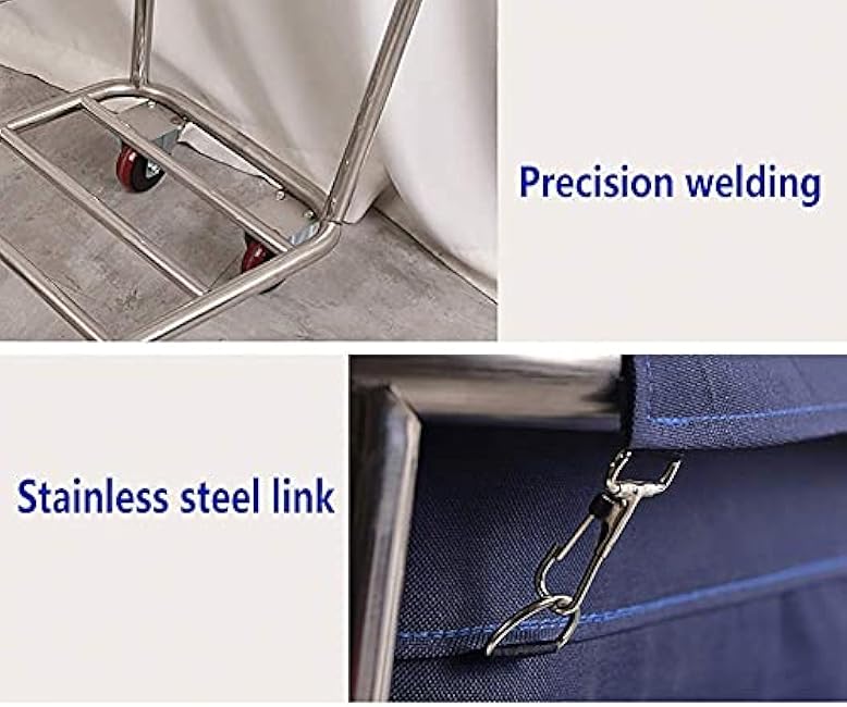 Trolley Movable Carts, Kitchen Storage Hand Trucks, Laundry Hamper Sorters Cart Stainless Steel - Hotel Service Trolley with Silent Wheels Bags/Blue/90X65X80Cm-aPYLnStz