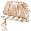 yeeplant Pochette en cuir vegan souple plissé, élégant sac de soirée abricot pour femme, accessoire formel de bal, de mariage, sac à main à chaîne amovible #1