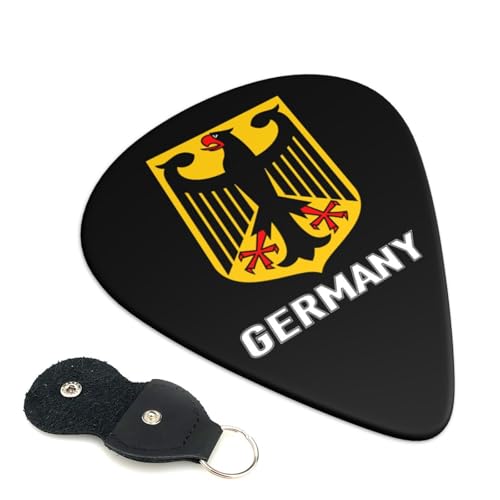 6 PCS Coat of Arms of Germany Flag German Emblem Guitar Picks with Case 0.71 mm Medium Plectrums for Acoustic Electric Guitar Bass Ukulele Practice Performance Black