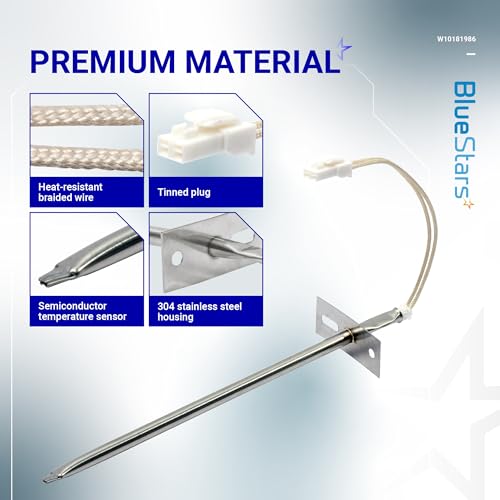 image for BlueStars WPW10181986 W10181986 Range Oven Sensor Probe Part - Compati