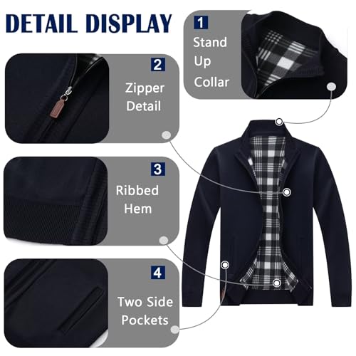 Men's Cardigan Full Zip Up Stand Collar Sweaters with Pockets Thick Sweater Jacket2