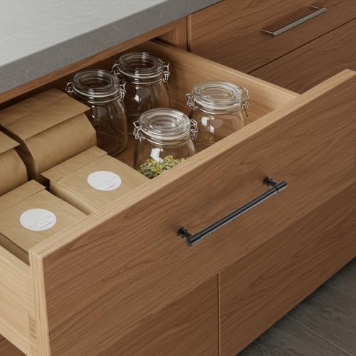 Image of Ravinte 10 Pack 6-1 /4 Inch Hole Center Solid Kitchen Cabinet Handles Matte Black Dresser Pulls Cabinet Drawer Pulls for Kitchen Cupboard Hardware