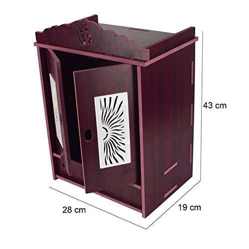 CrazyInk Wooden Readymade Wall Hanging Puja Temple for Home God Stand for Pooja Room Mandir Wood Devghar Stand for Office and Shop Crazyink-453 3