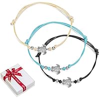 3 pulsera tobillera Juego de tortuga de cuero de tela boho para mujeres niños niña, tobilleras pulseras de tortuga hilo ajustable para mujer,tobillo con cordón cadena regalo para cumpleaños de amistad