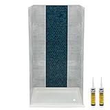 RecPro RV 36' x 24' Shower Surround with or Without Shower Pan | Adhesive Included | One Piece Glue-in (Teal Waterfall Accent, Shower Surround Only)
