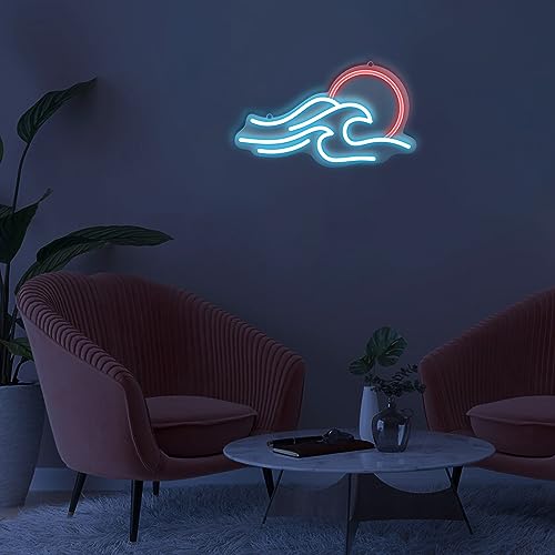 Hinittey Wave Neon Signs - Sunrise Sunset LED Neon Lights with Dimmable Waves for Bedroom, Gaming Room, Hotel Decor - Cool Gifts for Birthday, Xmas, Holiday