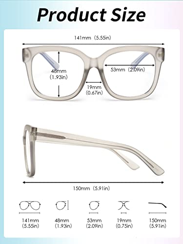 Jim Halo Blue Light Blocker Glasses for Women Oversized Square Computer Glasses Metal CP Temples Grey - Image 4