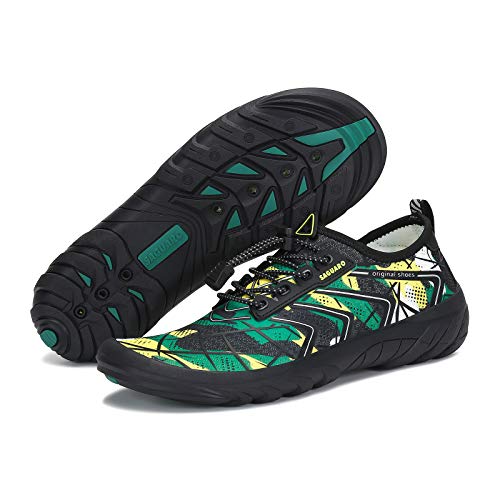 SAGUARO Water Shoes Women Quick Dry Beach Shoes Barefoot Aqua Sports Shoes Slip Resistant Boating Shoe Kayak Shoes Men Athletic Water Shoes, Camo Green 9.5 Women/8 Men