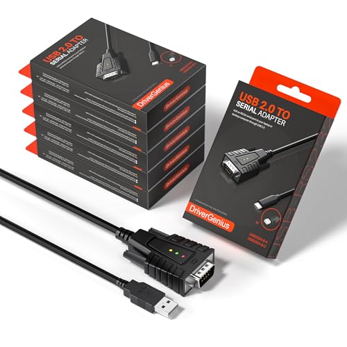 DriverGenius SerialEdgeX Serie | Convertidor USB a RS232 Serial (DB9) con 3 x Leds – Compatible con Windows 11 y macOS 15【USB232A-B-A, 6 Unidades/Paquete】