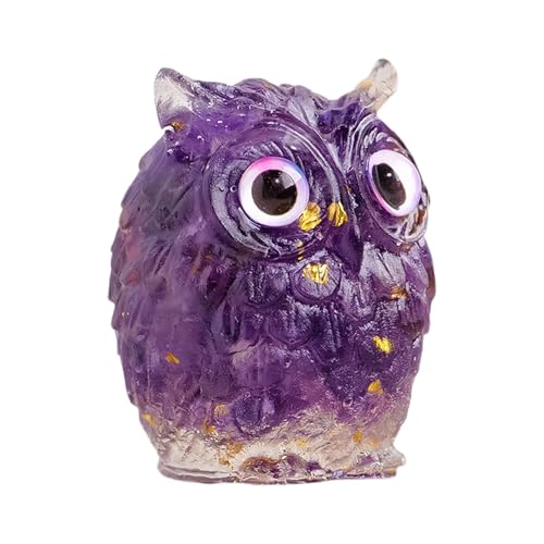 クリスタルフクロウ置物 - 天然クリスタルオーナメント、装飾フクロウ置物 | フクロウの置物革新的なデザインのかわいい装飾的なフクロウの置物、本棚の装飾用の天然石のフクロウの像、4.8x4cm