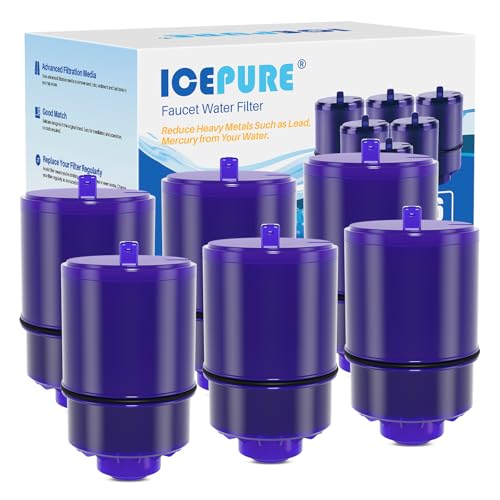 ICEPURE Heavy Metal Reduction Faucet Filter Replacement for Pur® Plus RF9999®, All PUR Faucet Filtration Systems, Removes Lead, Mercury, Chlorine, Fits FM-2500V, FM-3700, Advanced Faucet Mounts, 6PACK