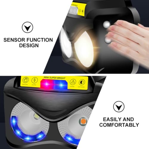 Linterna frontal LED recargable USB con sensor y cinta ajustable para camping y deporte 7