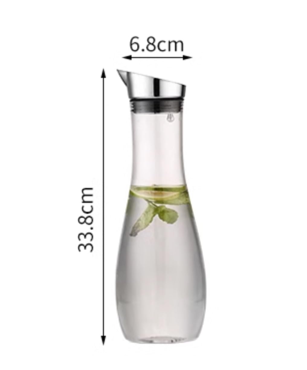 Butelka na wodę Plastikowa, odporna na upadki, przezroczysta butelka na sok Przezroczysta butelka Dzbanek na zimną wodę z pokrywką Dzbanek na sok(Grijs,1600ml)
