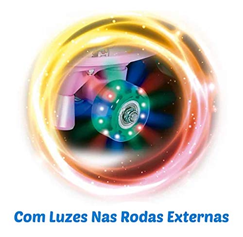 Patins 04 Rodas Com Luz (Unicórnio), Fenix Brinquedos, multi-colored, De 35 a 38