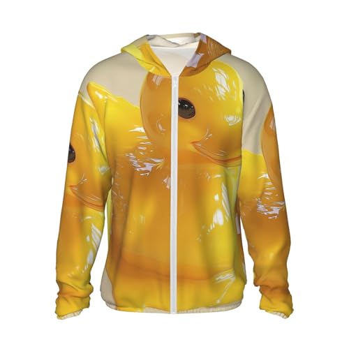 UPF 50+ Sun Protection Hoodie Long Sleeve Milk Duck Yellow Sun Shirt Rash Guard Fishing Shirts for Men