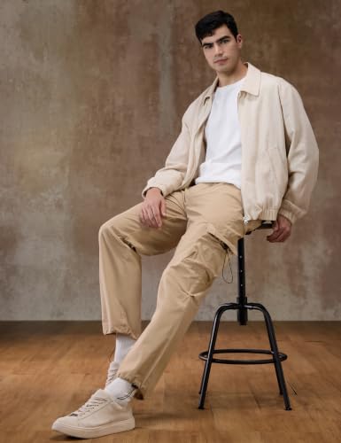 Image of GRECIILOOKS Men's Cargo Pants | 4 Pocket Cotton Cargo Joggers for Men | Loose Fit Stylish Pant with Pockets | Casual Baggy Trousers & Streetwear Lower