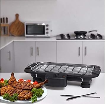 Mokshith Smokeless Indoor/Outdoor Electric Grill, Household Smoke Free Electric Grill, Portable Tabletop Grill Kitchen BBQ Grills, Adjustable Temperature Control, Removable Water Filled Drip Tray
