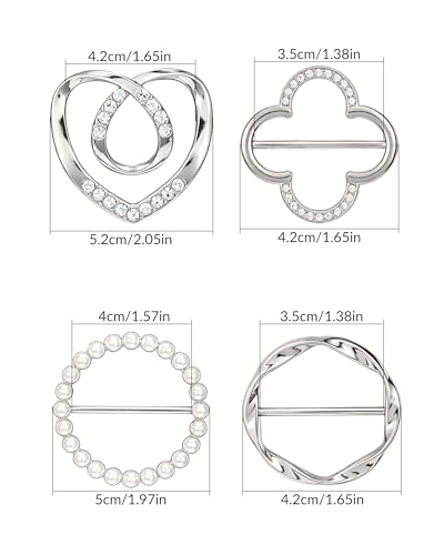 Image of 4PCS Scarf Ring Clips for Women Shirt Clips to Tighten Fashion Accessories