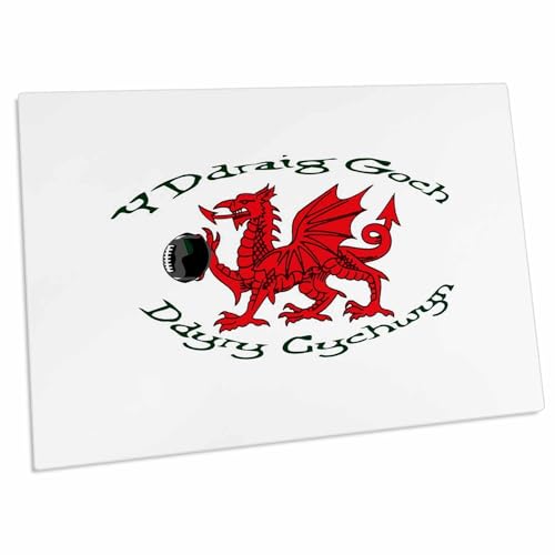 3dRose The Red Dragon Inspires Action Welsh Rugby Supporter - Desk Pad Place Mats (dpd-385242-1)