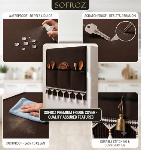 Image of Refrigerator Single Door Cover (130 x 54 cm) (Brown Lace)