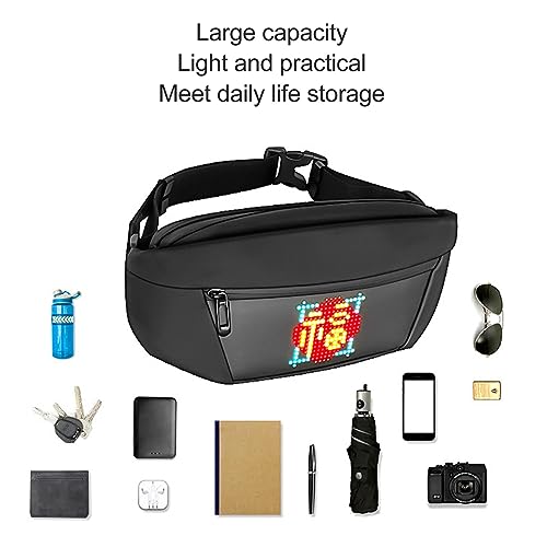 Pyhodi Gürteltasche mit LED-Anzeige, Programmierbarer Bildschirm, Anime-Rucksack, Wasserdicht, Bunte, Stromversorgung über USB, Unisex, über App-Steuerung, Animationsbildschirm,