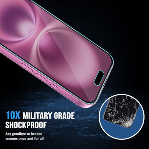 Image of FIRST MART Military Grade Matte Anti-Glare Tempered Glass for iPhone 16 Plus and iPhone 15 Plus (6.7 Inch) With Edge-to-Edge Protector Coverage and Installation Kit | Black, Pack of 2