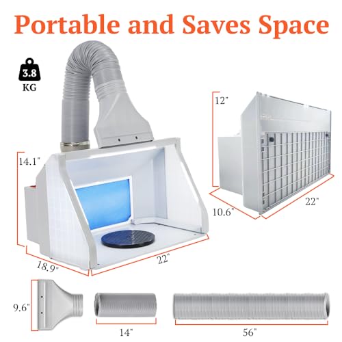 T TOGUSH Airbrush Spray Booth Mini Photo Booth with 3 LED Light Turn Table Large Capacity Portable Paint Spray Booth for Cake Hobby Model Airplane Crafts Painting by T TOGUSH - Image 4