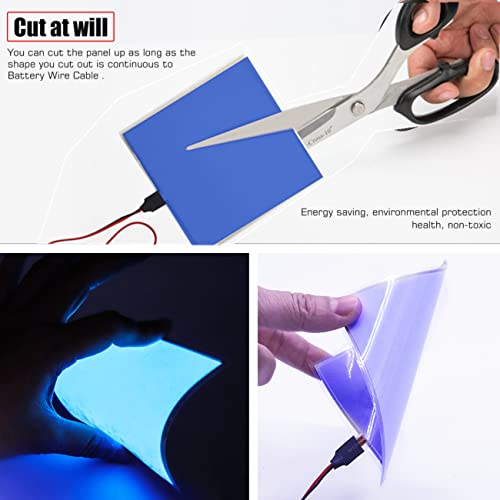 Image of Flexible Led Panel,Electroluminescent Panel Sheet EL Tape Cuttable Soft for Mask Eye Cosplay Party Decor DIY-Continuous /Slow Flash /Fast Strobe 10x10cm (blue, 10x10)