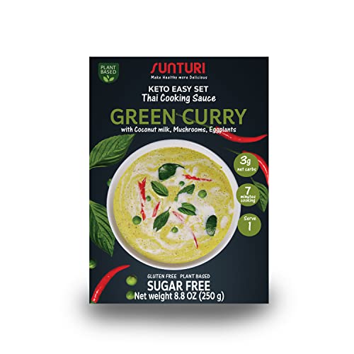 Authentic Thai Keto Green Curry Simmer Sauce With Vegetables - Flavorful, Easy To Prepare - Sugar Free, Gluten Free, Low Carbs - Keto, Paleo, Vegan Friendly - Ready To Cook, No Refrigeration - Perfect For Two Servings #TOP21