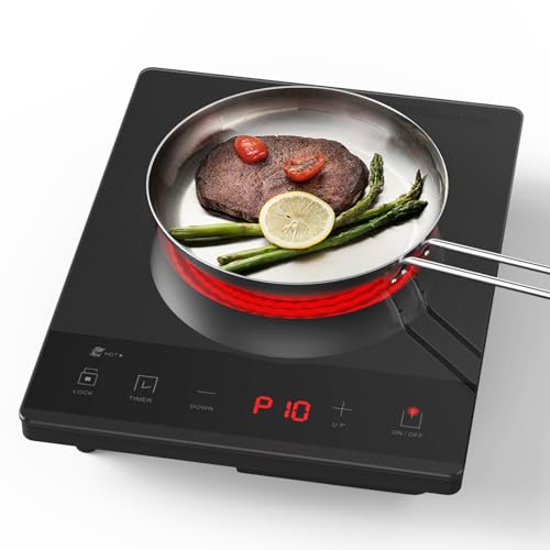 PAYISHO 2000W Electric Hot plate Single Burner Portable Induction Cooktop for Cooking Ultra-thin Electric Stove Infrared Burner Cooker,24H Timer Child Safety Lock,Surface Compatible for All Cookware