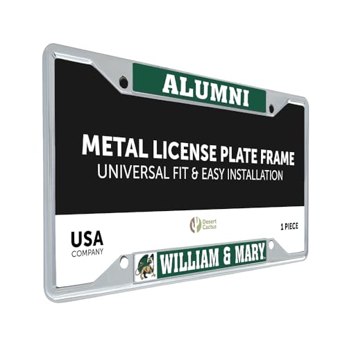 Desert Cactus College of William & Mary Car Accessories Tribes Metal License Plate Frame and Tag Holder for Front or Rear of Car (Alumni)